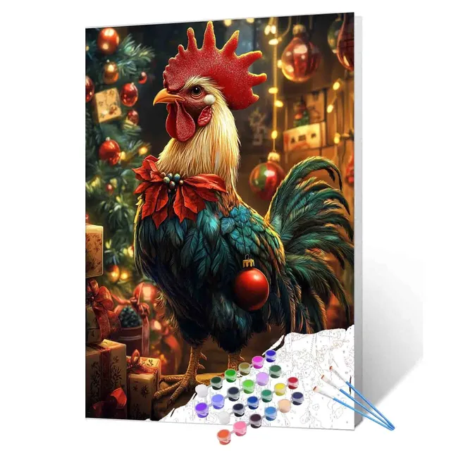tucocoo-festive-rooster-christmas-malen-nach-zahlen-40x50-ohne-rahmen image 1