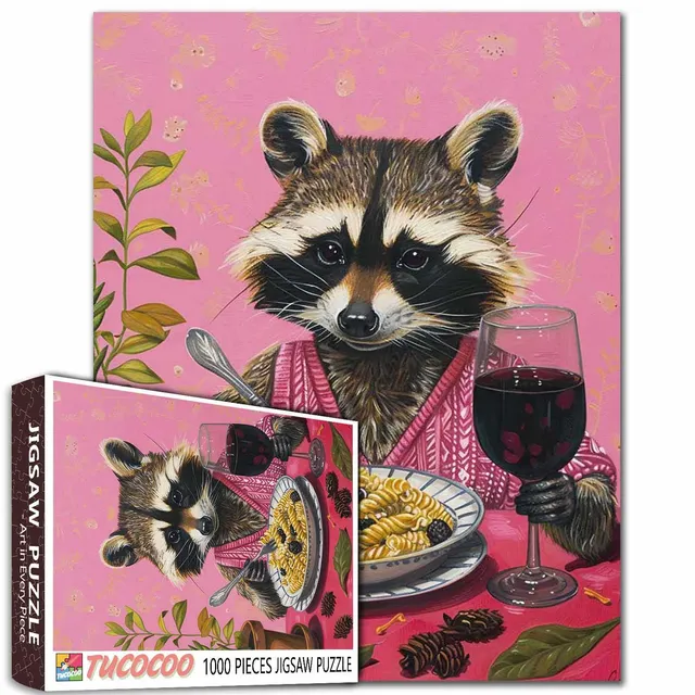 tucocoo-jigsaw-puzzles-raccoon-dinner-puzzle-1000-teile-waschb-r image 1
