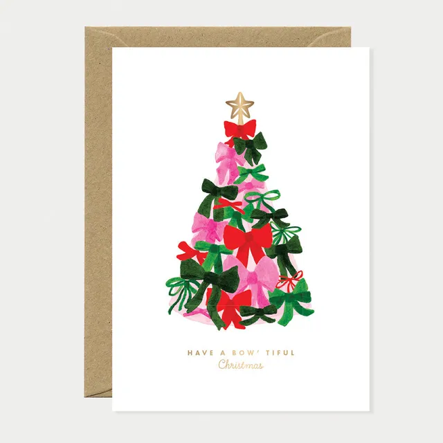 all-the-ways-to-say-bowtiful-christmas-tree-gru-karte-a6-goldfolie image 1