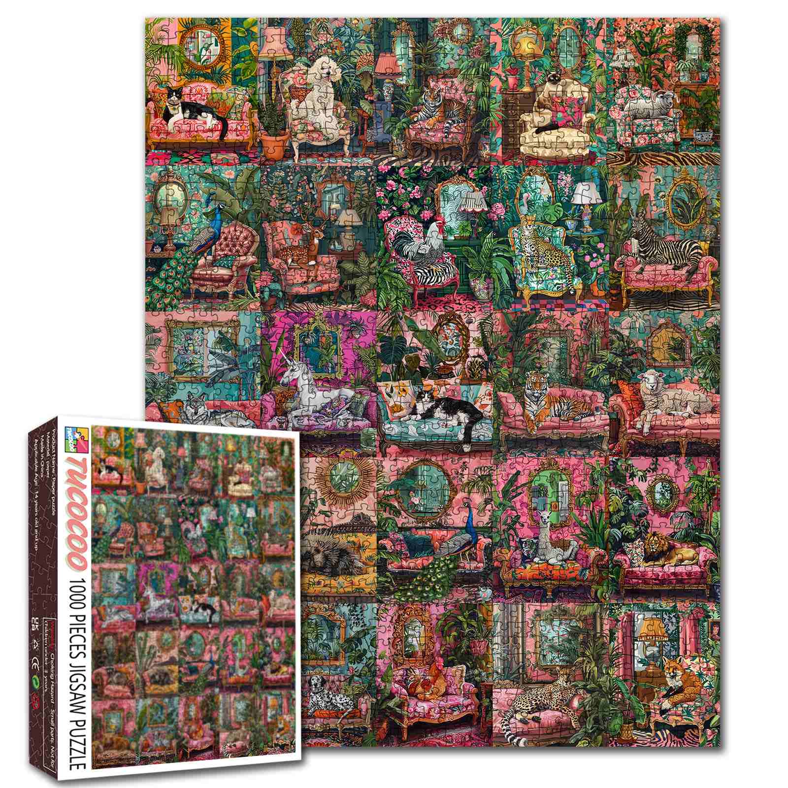 tucocoo-whimsical-animals-vintage-rooms-puzzle-1000-teile image 1