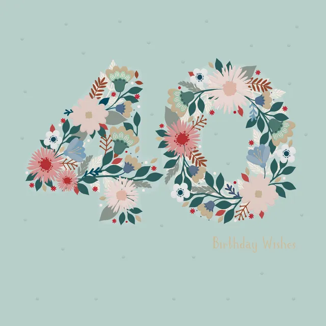 otter-house-age-to-celebrate-40-geburtstagskarte-floral image 1