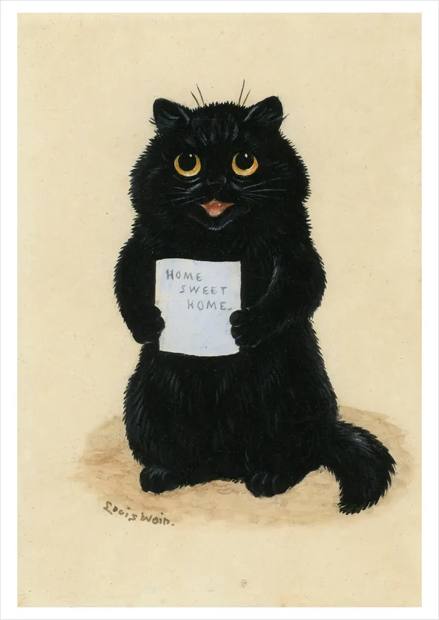 pomegranate-louis-wain-home-sweet-home-postkarte-katzen image 1