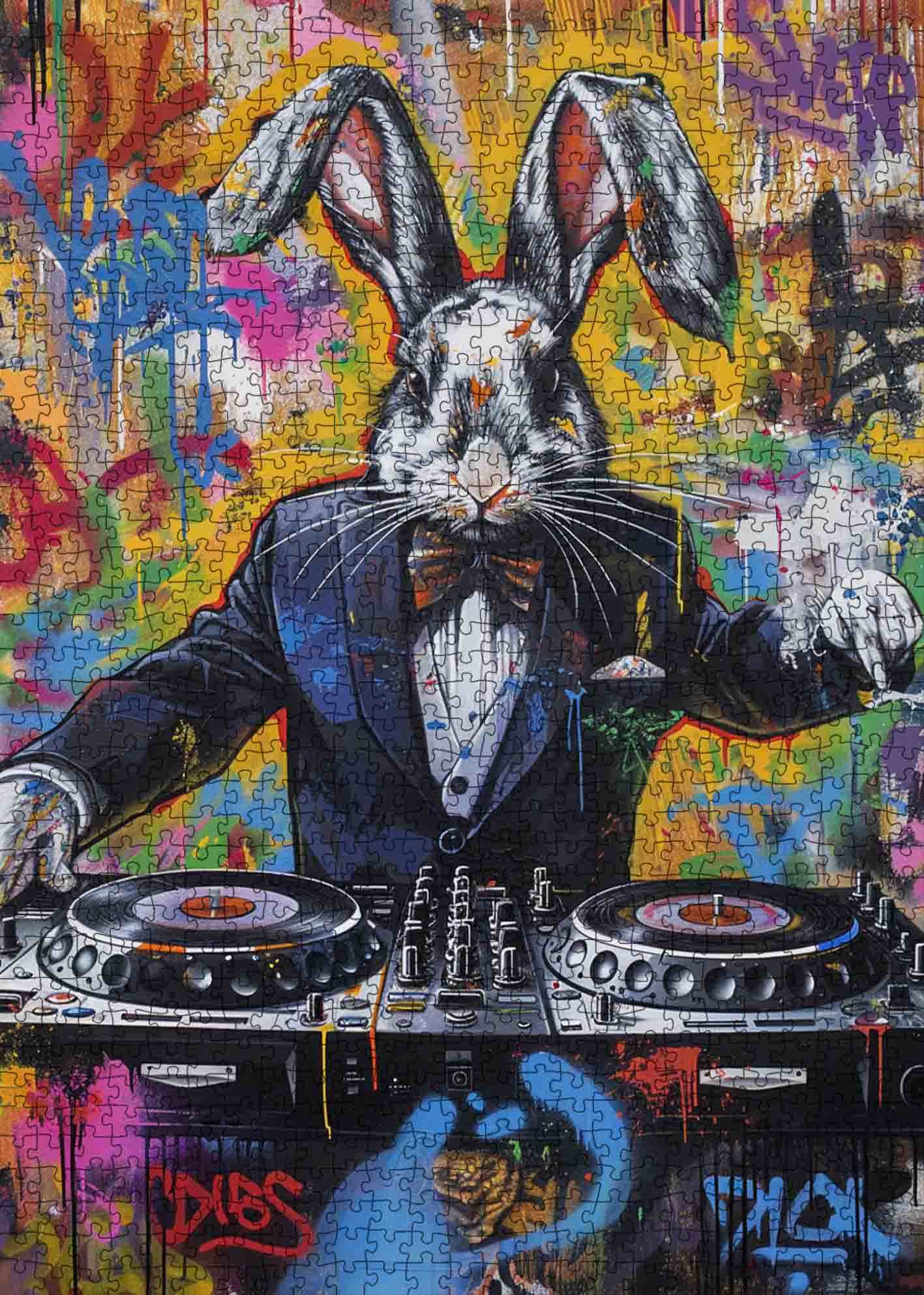 tucocoo-dj-rabbit-graffiti-puzzle-1000-teile-hase image 2