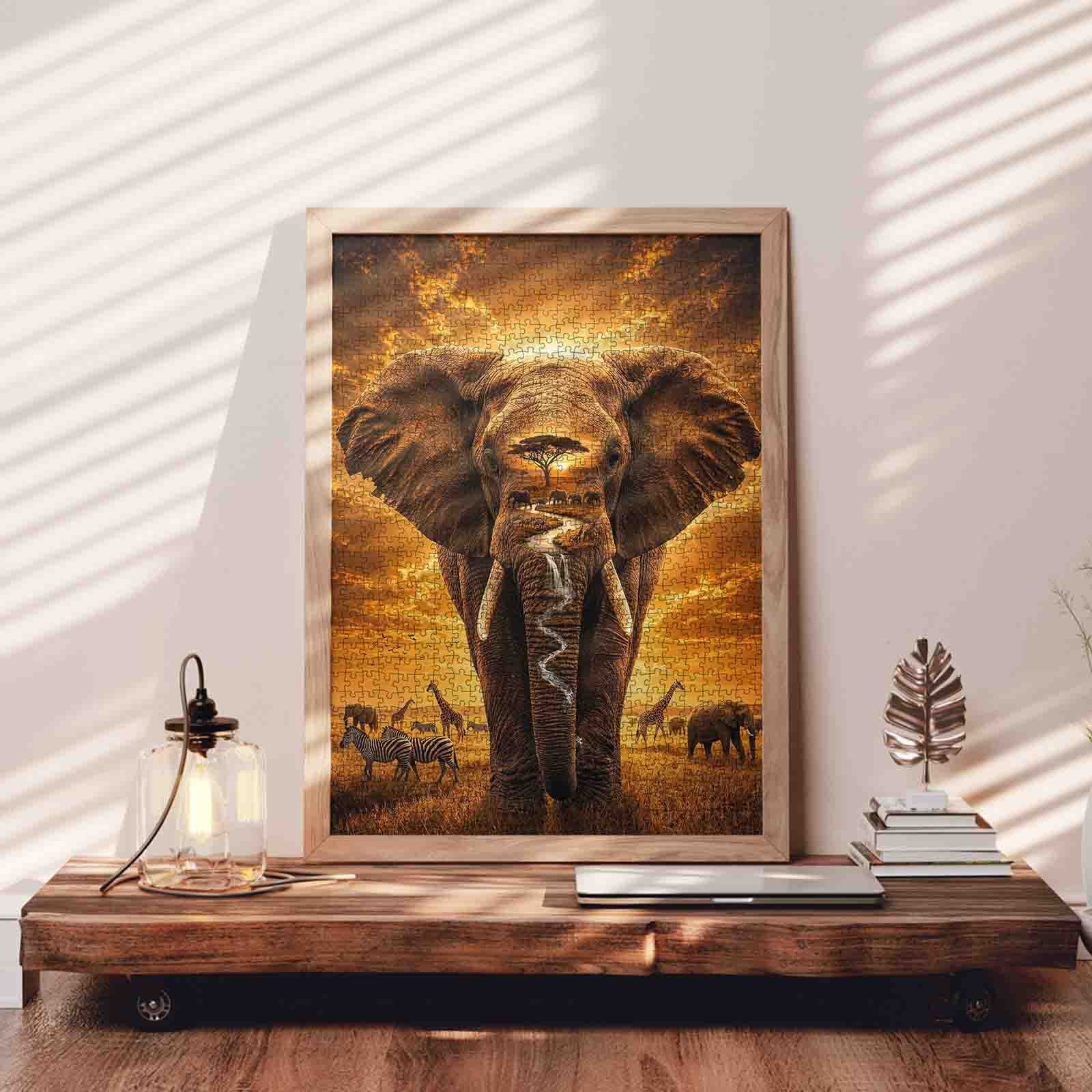 tucocoo-majestic-african-elephant-sunset-puzzle-1000-teile image 3