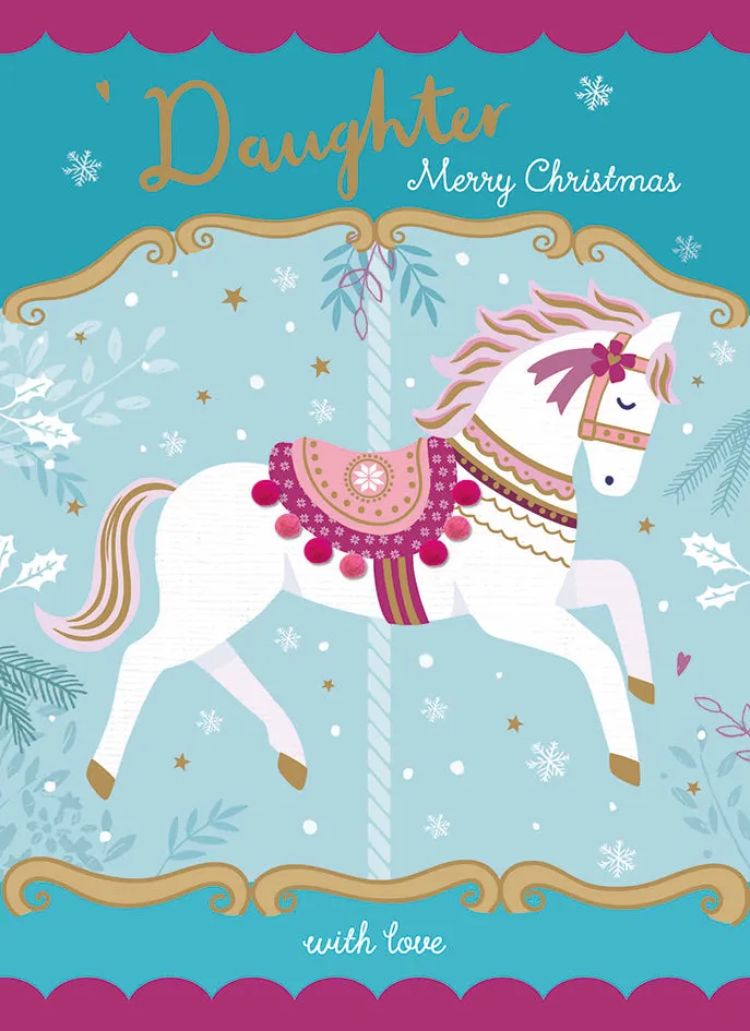 otter-house-carousel-horse-weihnachtskarte-tochter-mit-folie image 1