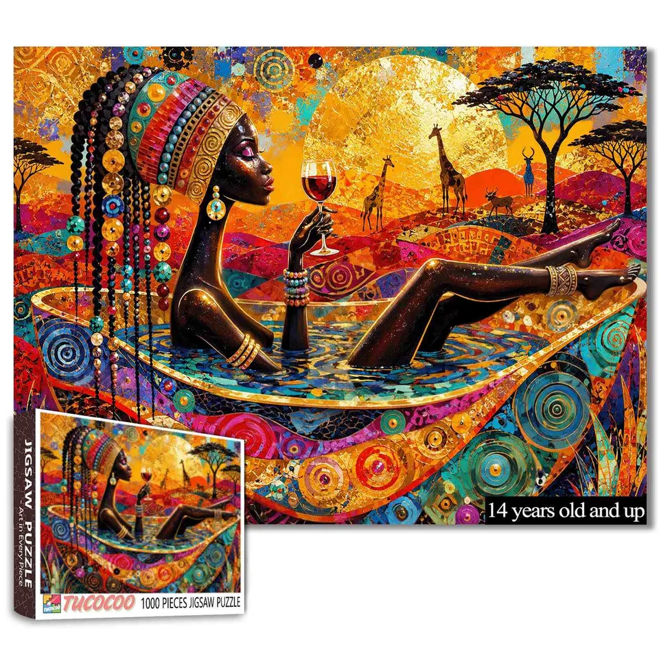 tucocoo-african-woman-safari-wine-puzzle-1000-teile-portrait image 1
