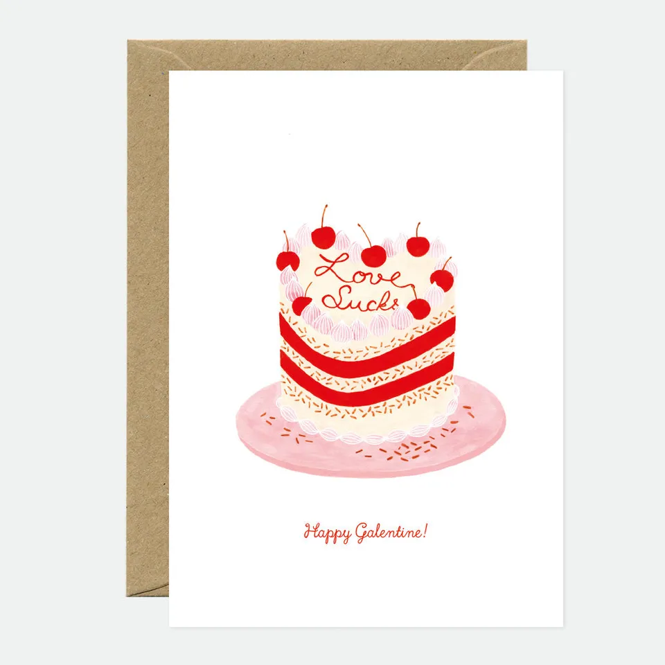 all-the-ways-to-say-love-sucks-cake-freundschaftskarte-a6 image 1