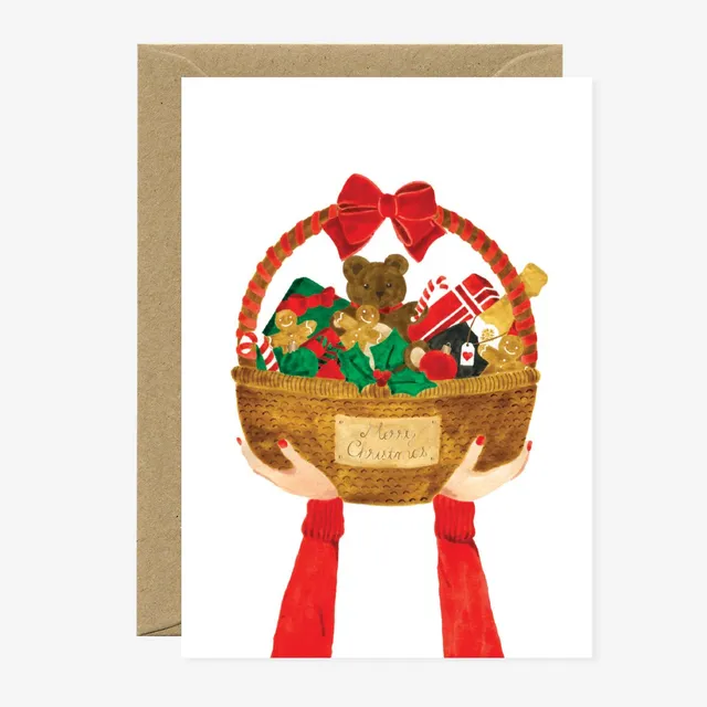 all-the-ways-to-say-christmas-basket-gru-karte-a6-gold image 1