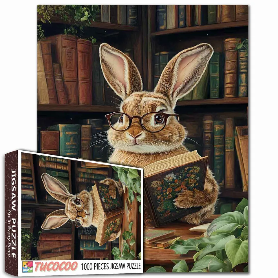 tucocoo-rabbit-reading-book-puzzle-1000-teile-hase image 1