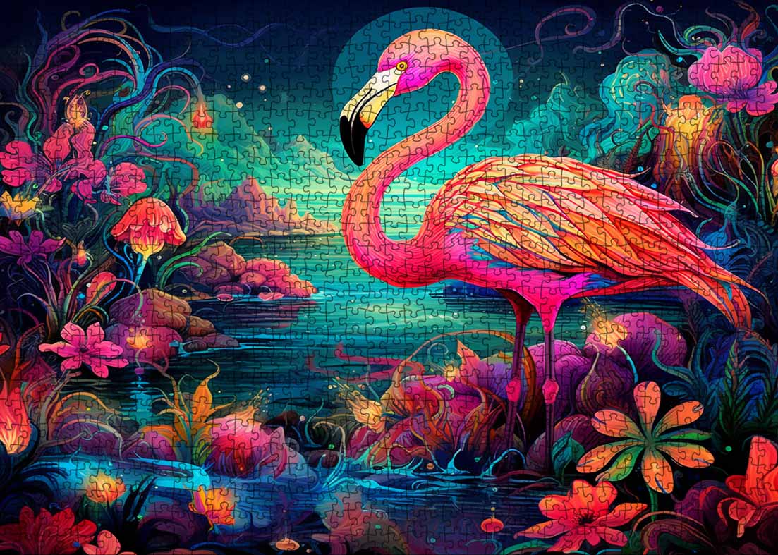 tucocoo-flamingo-fantasy-jigsaw-puzzle-1000-teile-tiere image 2