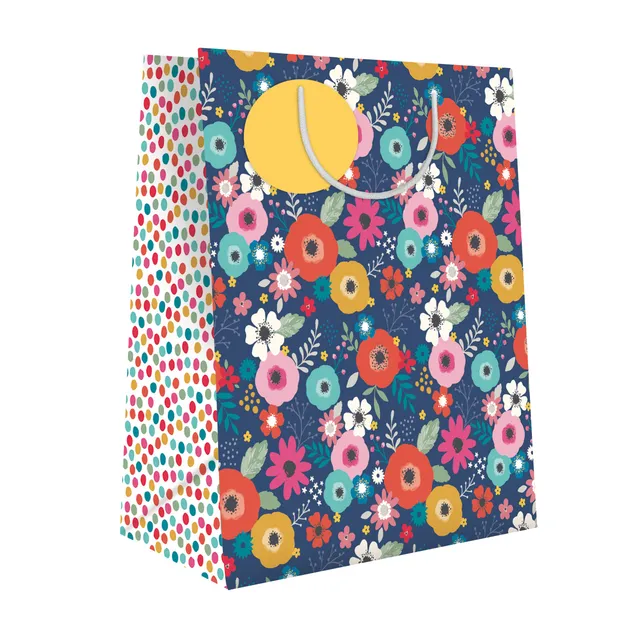 otter-house-navy-bohemia-geschenktasche-mittel-blumen image 1
