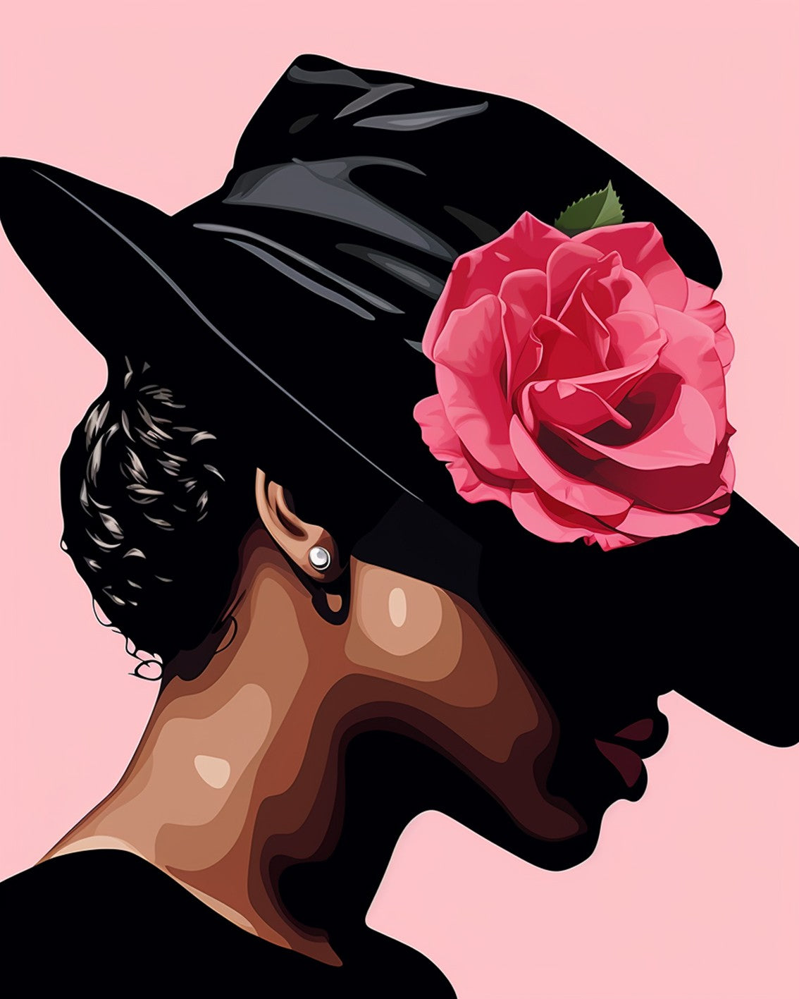 tucocoo-graceful-black-hat-floral-portrait-malen-nach-zahlen image 2