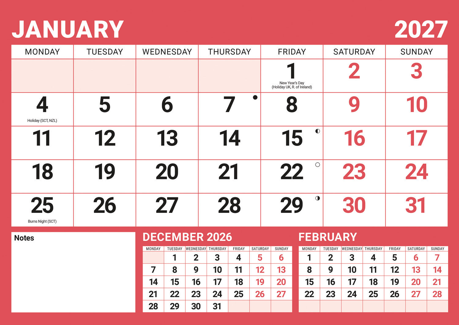 otter-house-boldtype-wandkalender-2027-a4-rot-schwarz-gro image 1