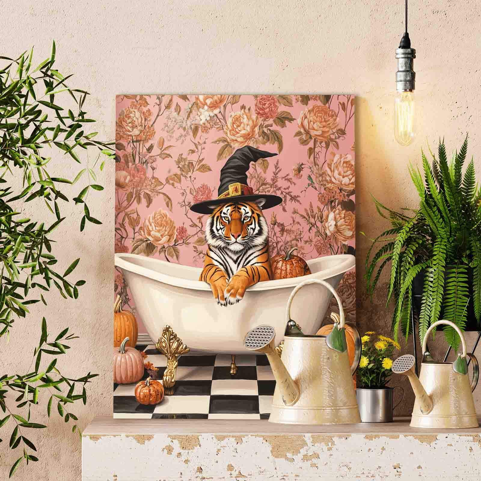 tucocoo-witch-hat-tiger-in-bathtub-malen-nach-zahlen-ohne-rahmen image 2