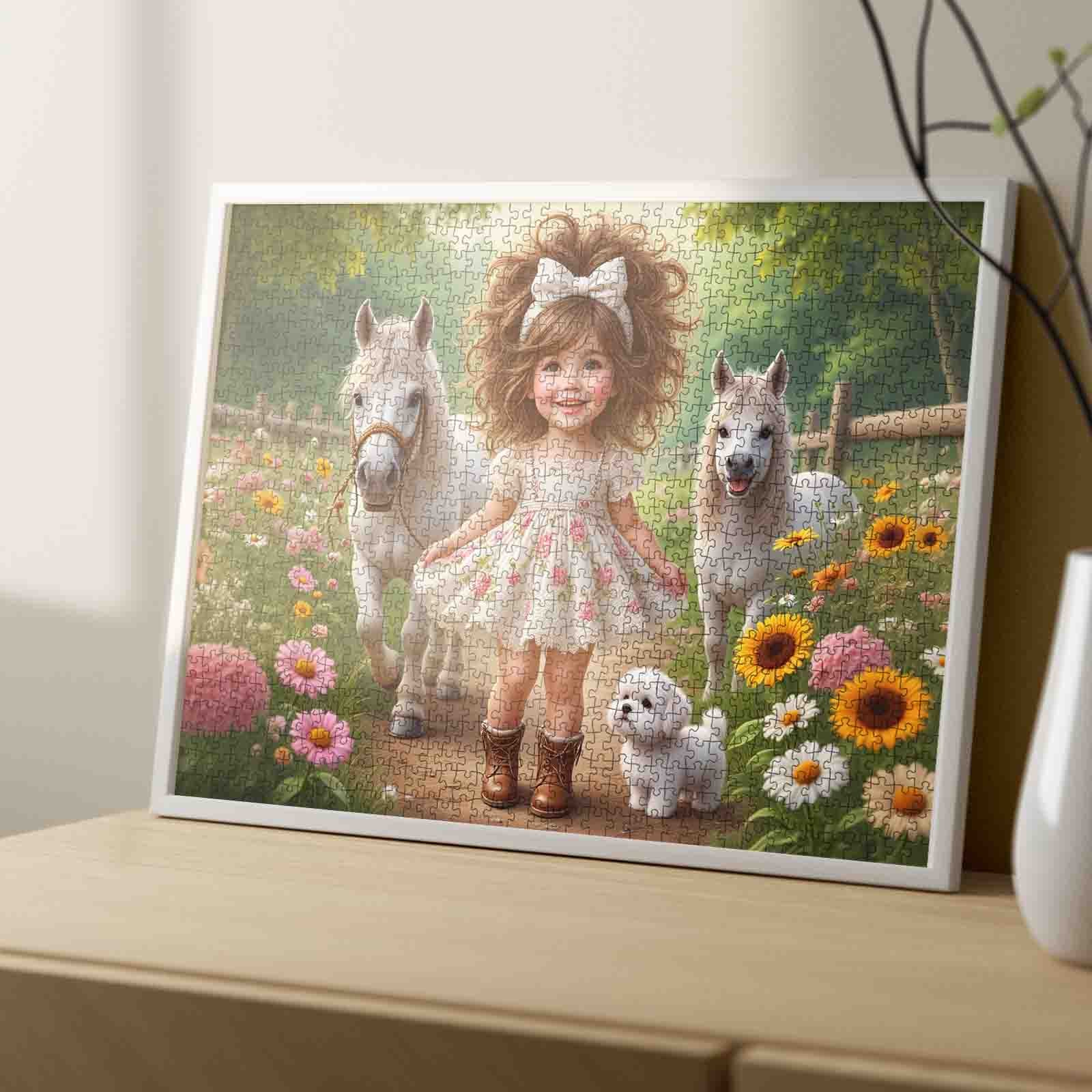tucocoo-little-girl-garden-walk-with-ponies-puzzle-1000-teile image 4