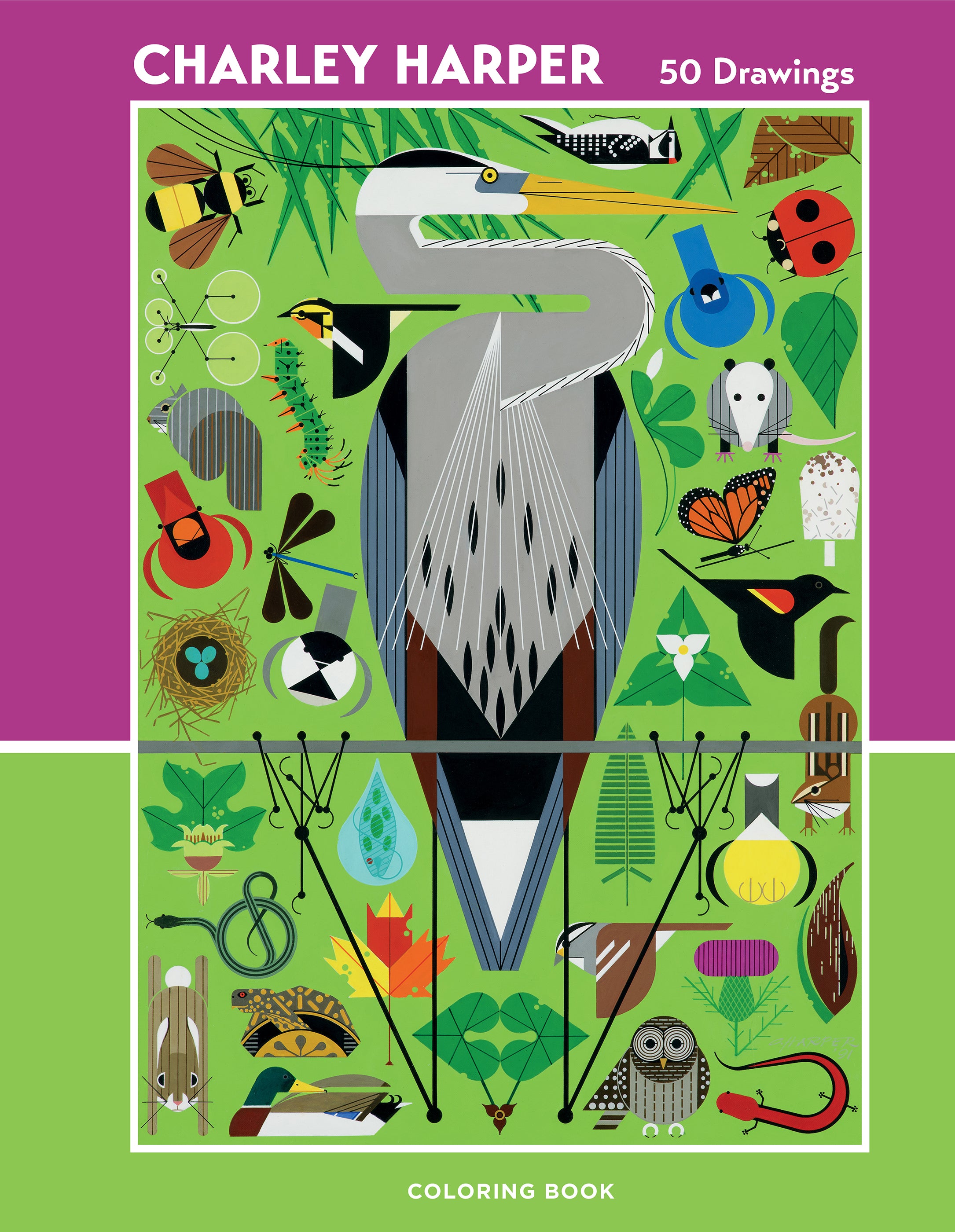 pomegranate-charley-harper-50-drawings-malbuch-tiere image 1