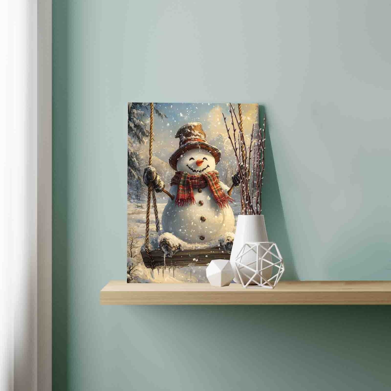 tucocoo-paint-by-numbers-snowman-on-swing-bild-40x50cm-winter image 3
