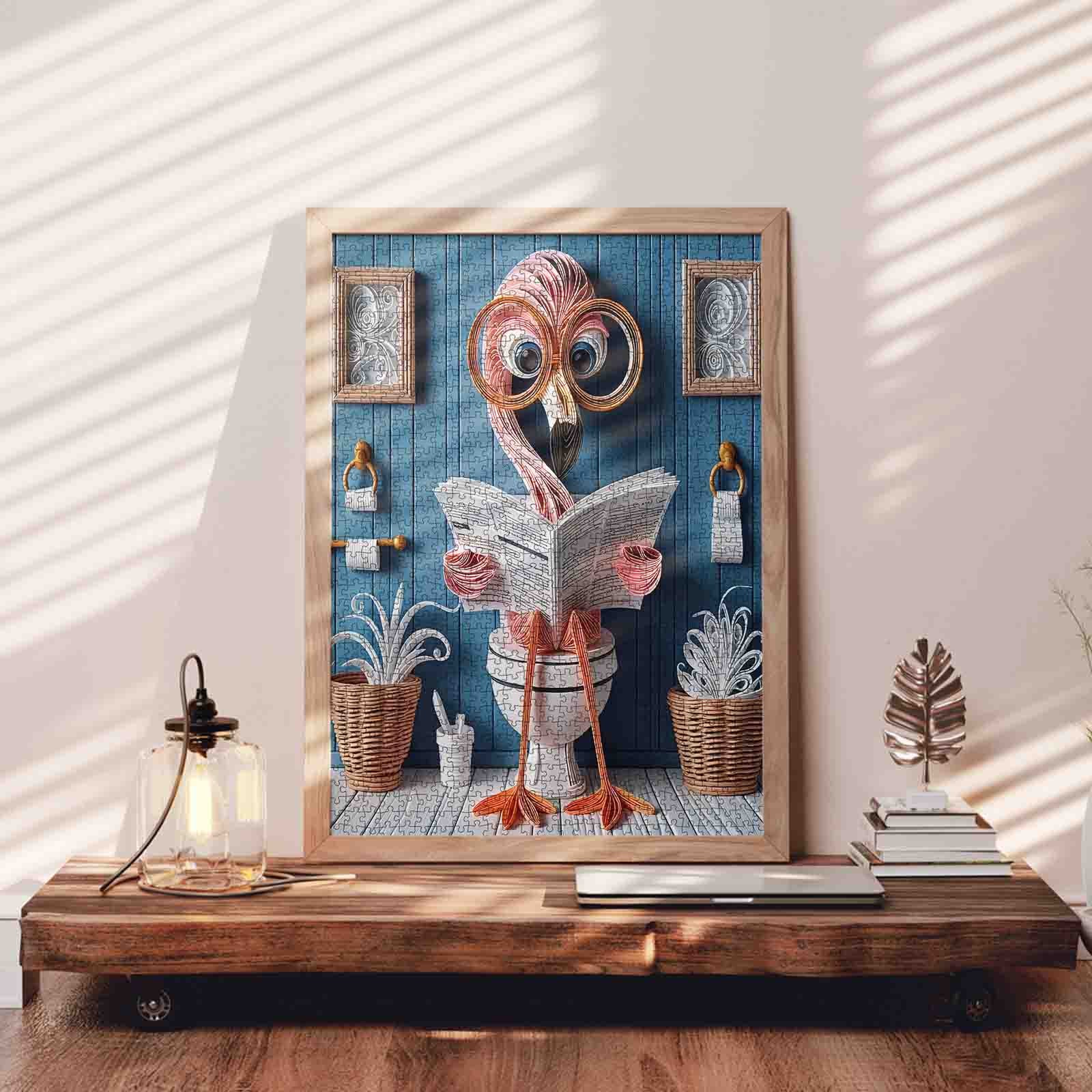 tucocoo-flamingo-reading-on-toilet-puzzle-1000-teile-bad image 3