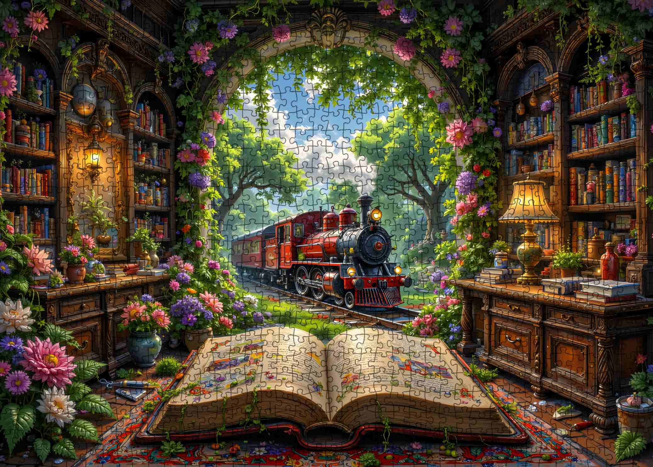 tucocoo-storybook-train-library-puzzle-1000-teile-zug image 2