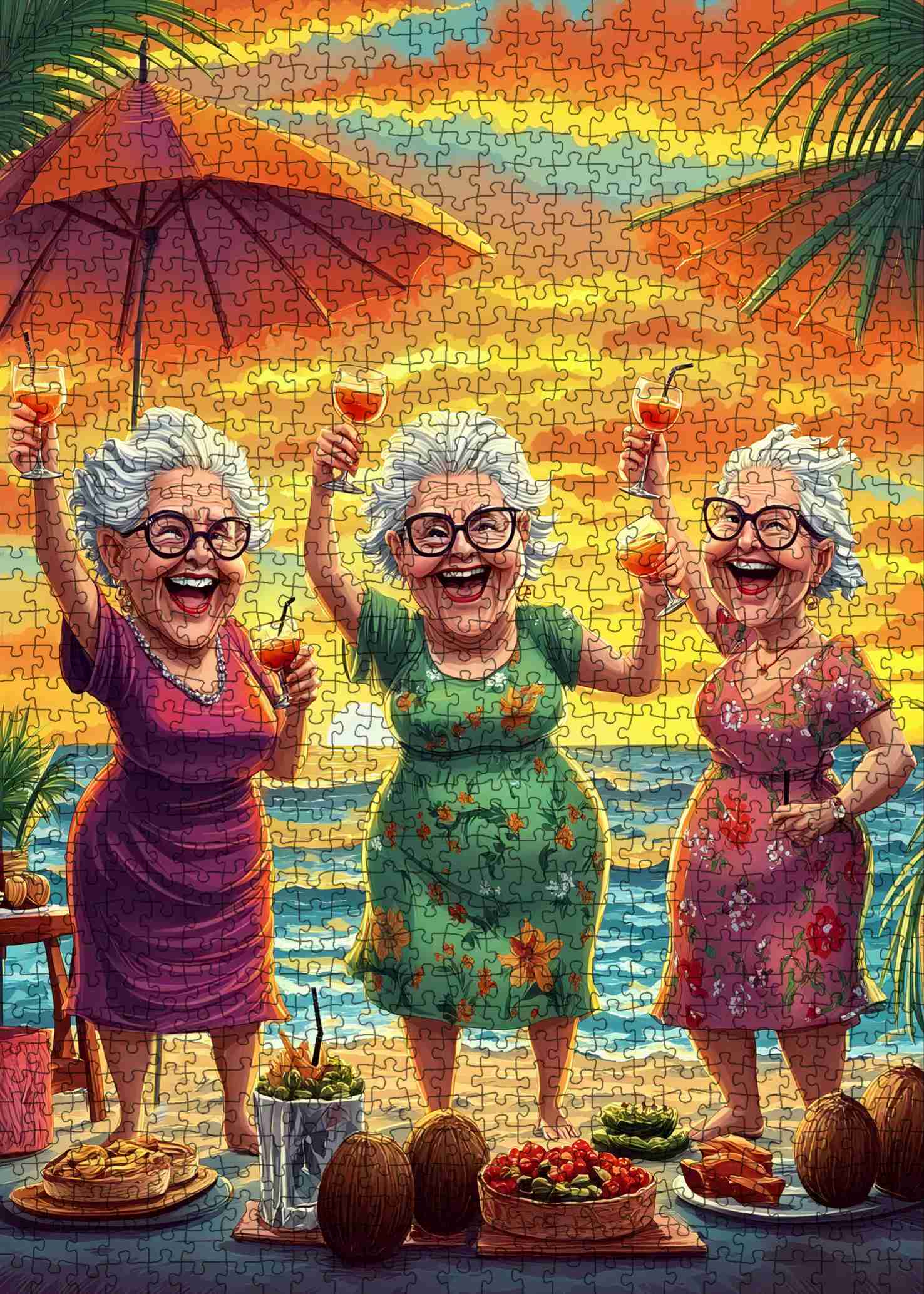 tucocoo-elderly-friends-sunset-beach-puzzle-1000-teile-strand image 2