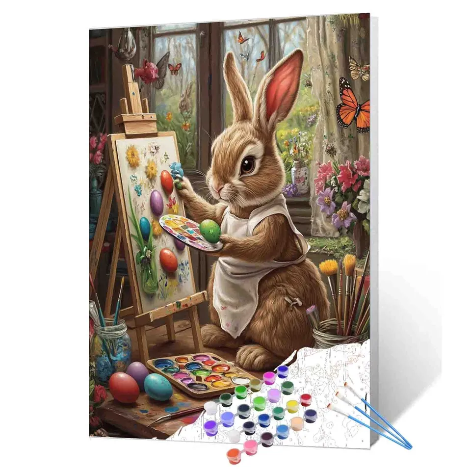 tucocoo-paint-by-numbers-creative-bunny-artist-malset-ostern-ohne-rahmen image 1