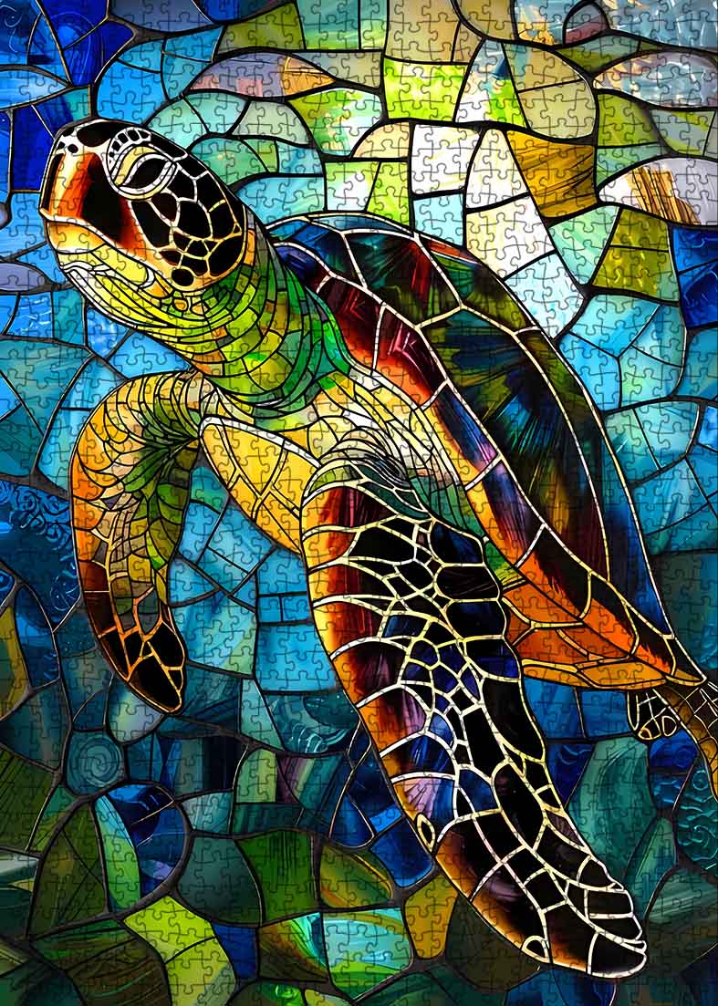 tucocoo-sea-turtle-stained-glass-puzzle-1000-teile-schildkr-te image 2