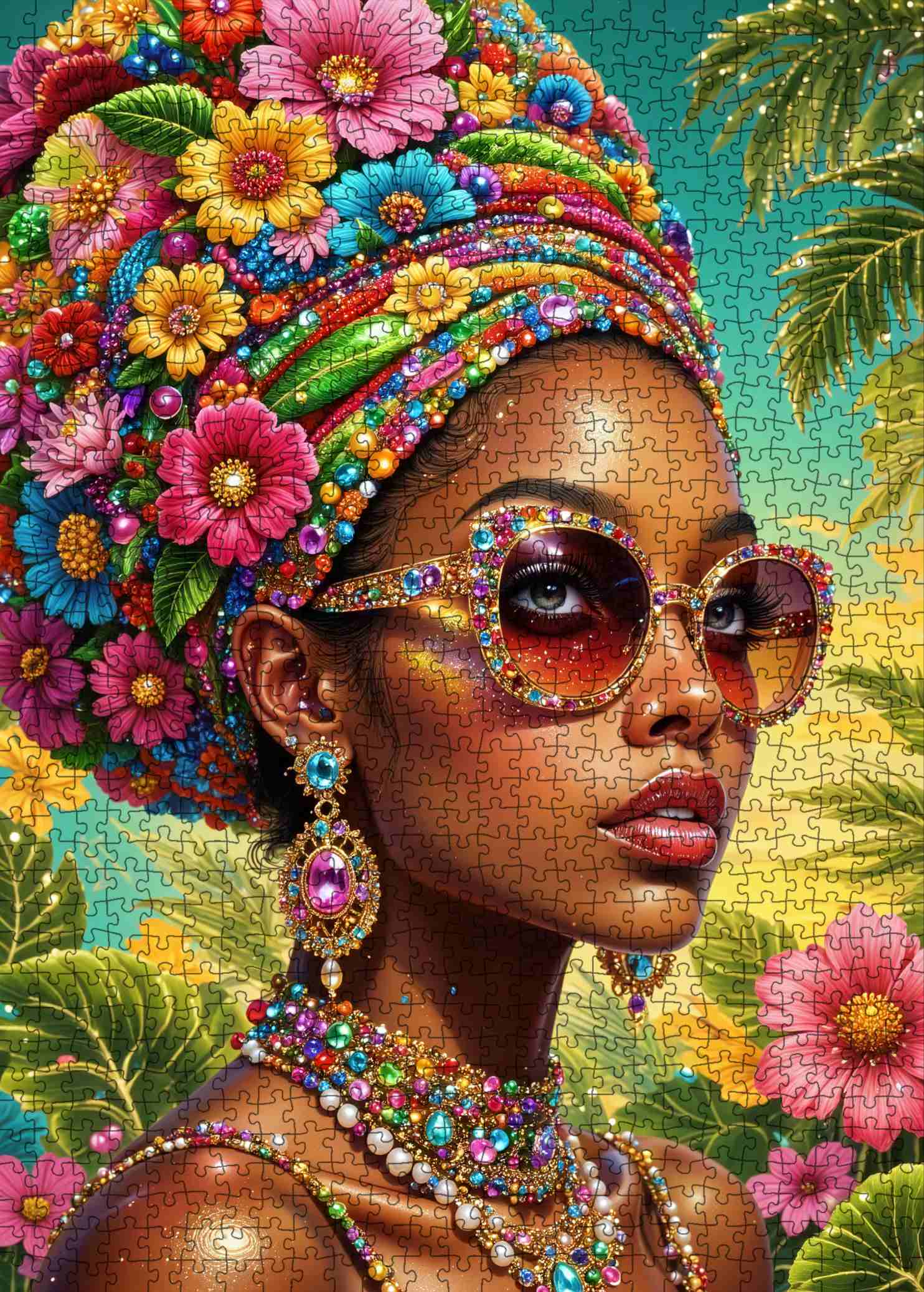 tucocoo-floral-afro-beauty-sonnenbrille-puzzle-1000-teile image 2