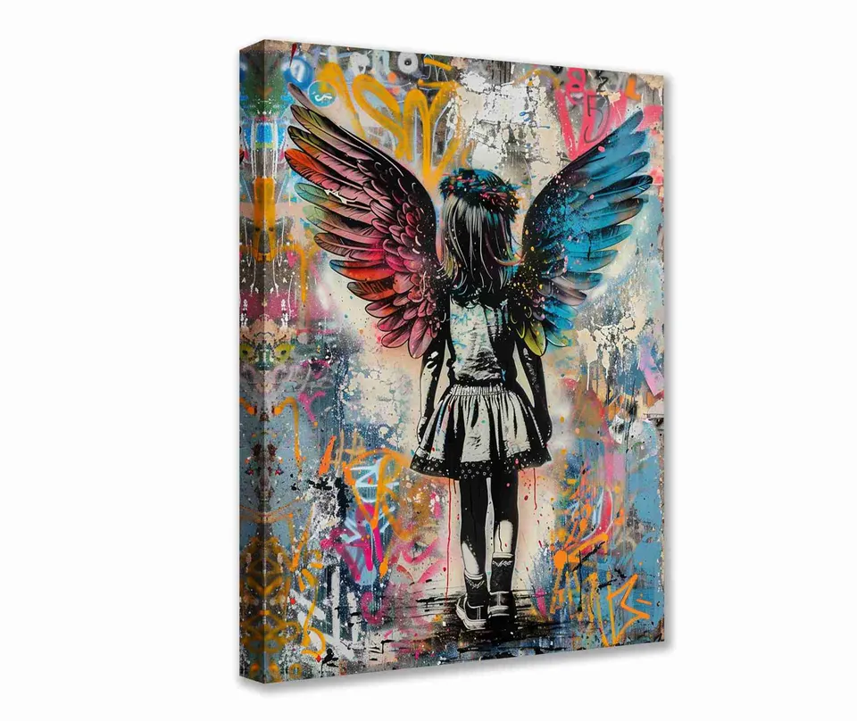 tucocoo-canvas-wall-art-girl-with-angel-wings-leinwandbild-30x40cm-gerahmt image 1