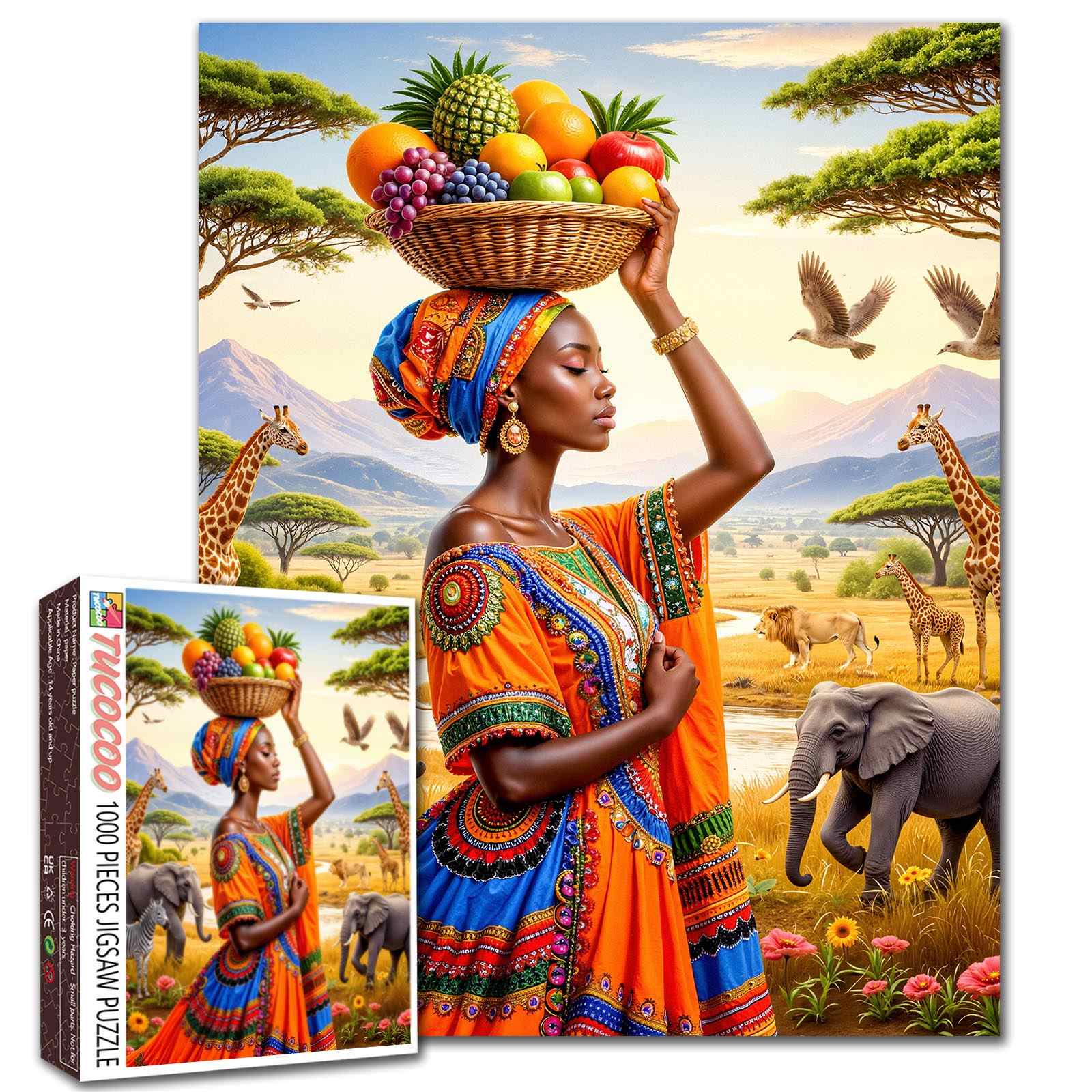 tucocoo-african-beauty-savanna-puzzle-1000-teile-korb image 1