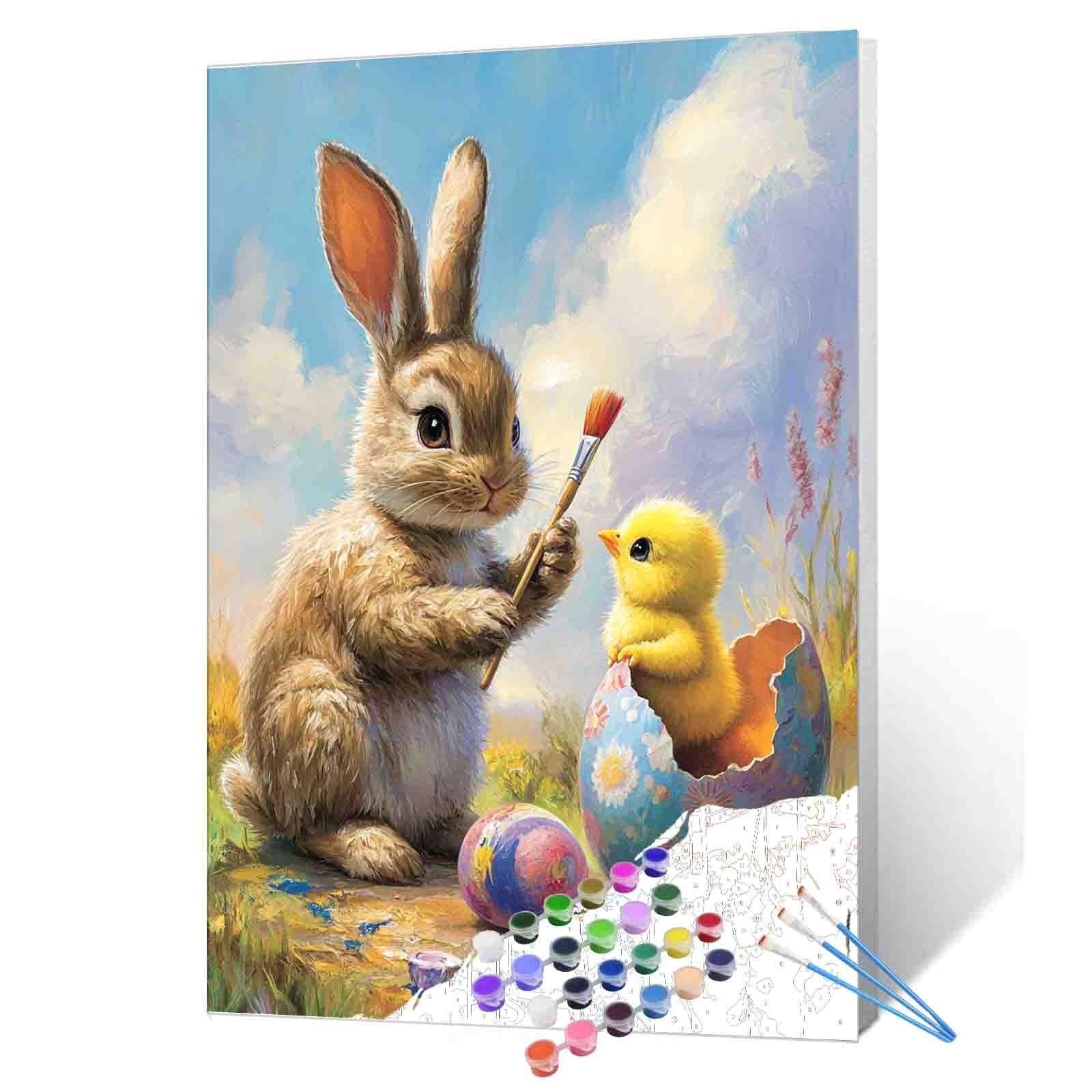 tucocoo-bunny-and-chick-s-first-painting-malen-nach-zahlen-40x50 image 1