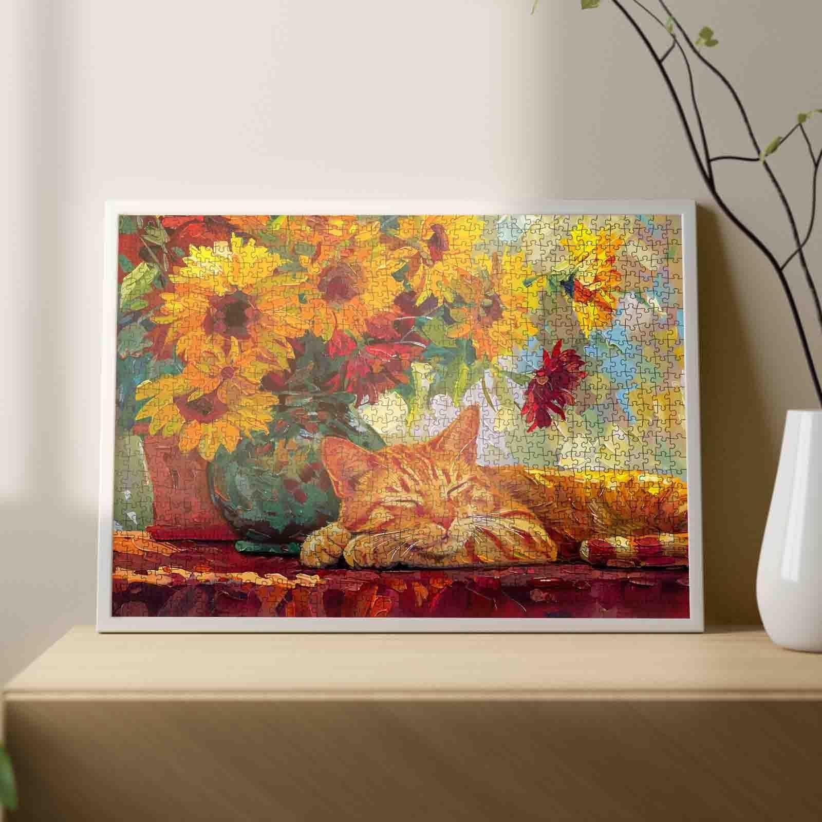 tucocoo-sleeping-cat-puzzle-1000-teile-katze-sonnenblumen image 3