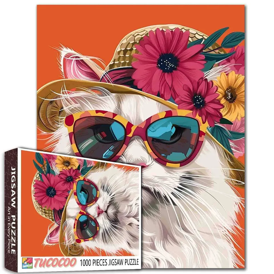 tucocoo-jigsaw-puzzles-cute-cat-wear-sunglass-puzzle-1000-teile-katze image 1
