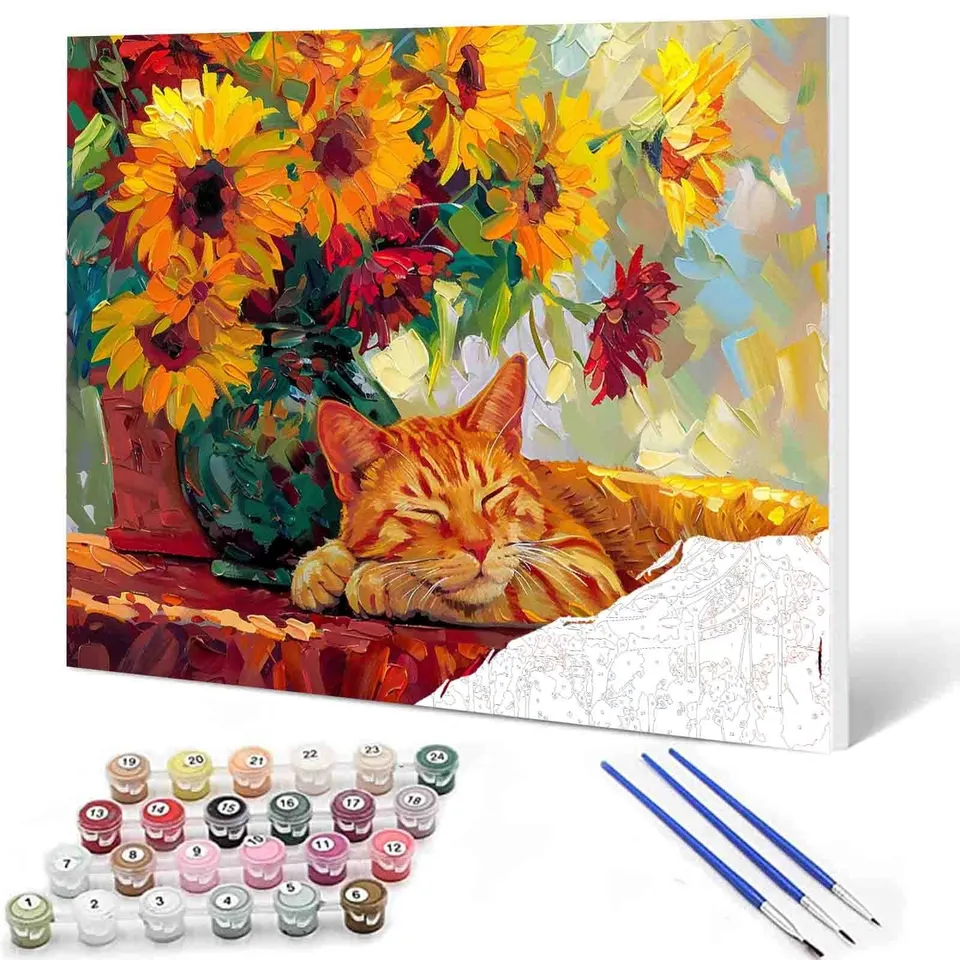 tucocoo-sleeping-ginger-cat-malen-nach-zahlen-katze image 1