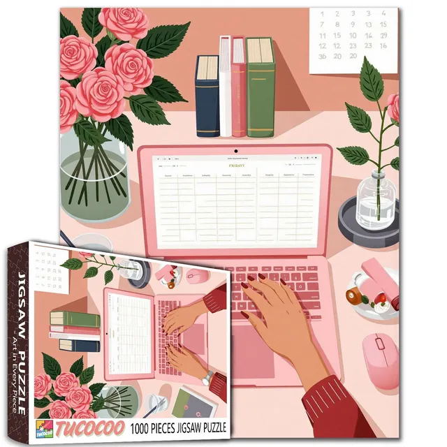 tucocoo-pink-workspace-serenity-puzzle-1000-teile-rosa image 1