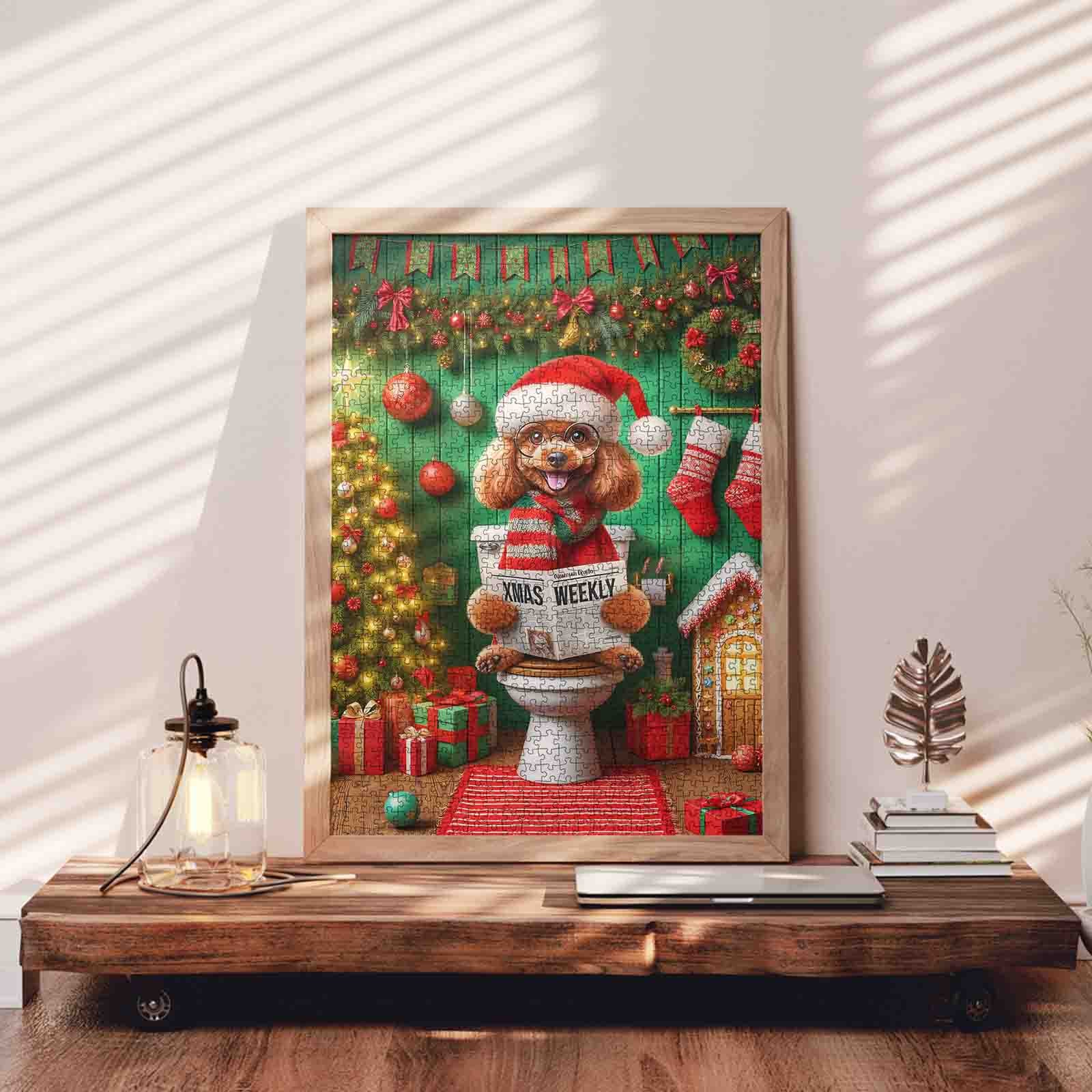 tucocoo-funny-christmas-dog-reading-newspaper-puzzle-1000teile image 3