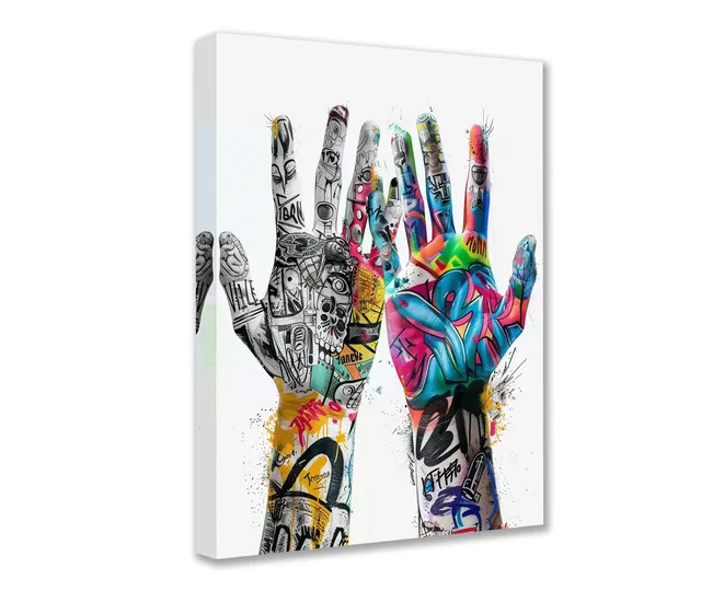 tucocoo-graffiti-hands-art-leinwandbild-30x40-ungerahmt-bunt image 1
