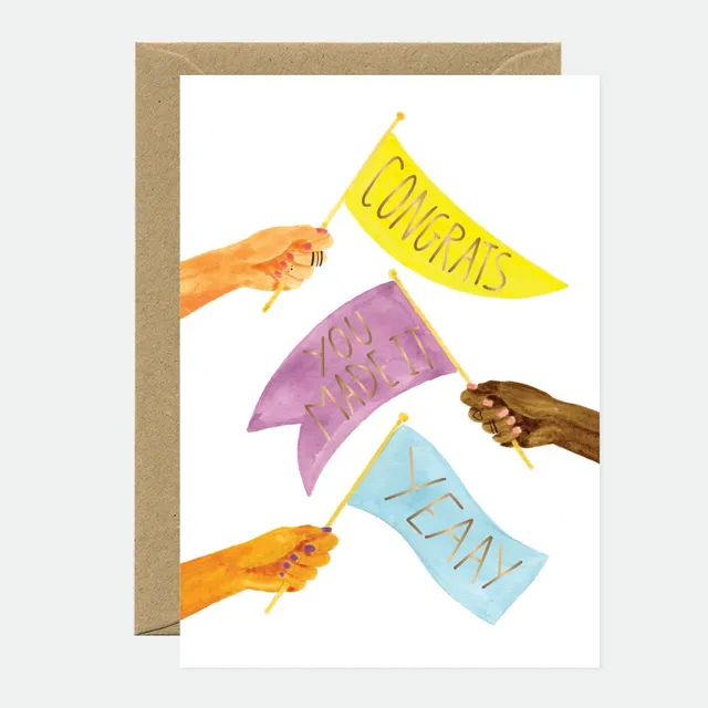 all-the-ways-to-say-congrats-flags-gl-ckwunschkarte-a6-gold image 1