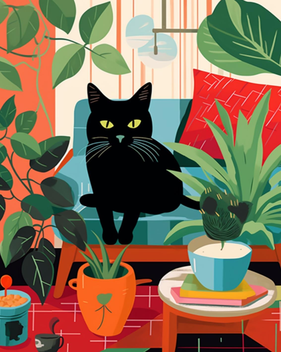 tucocoo-black-cat-sit-on-couch-malen-nach-zahlen-katze-40x50 image 2