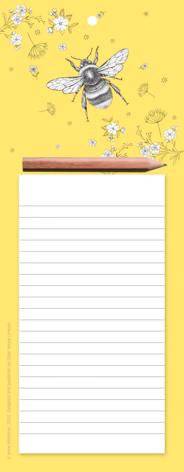 otter-house-floral-bee-memo-block-magnetisch-mit-stift image 1