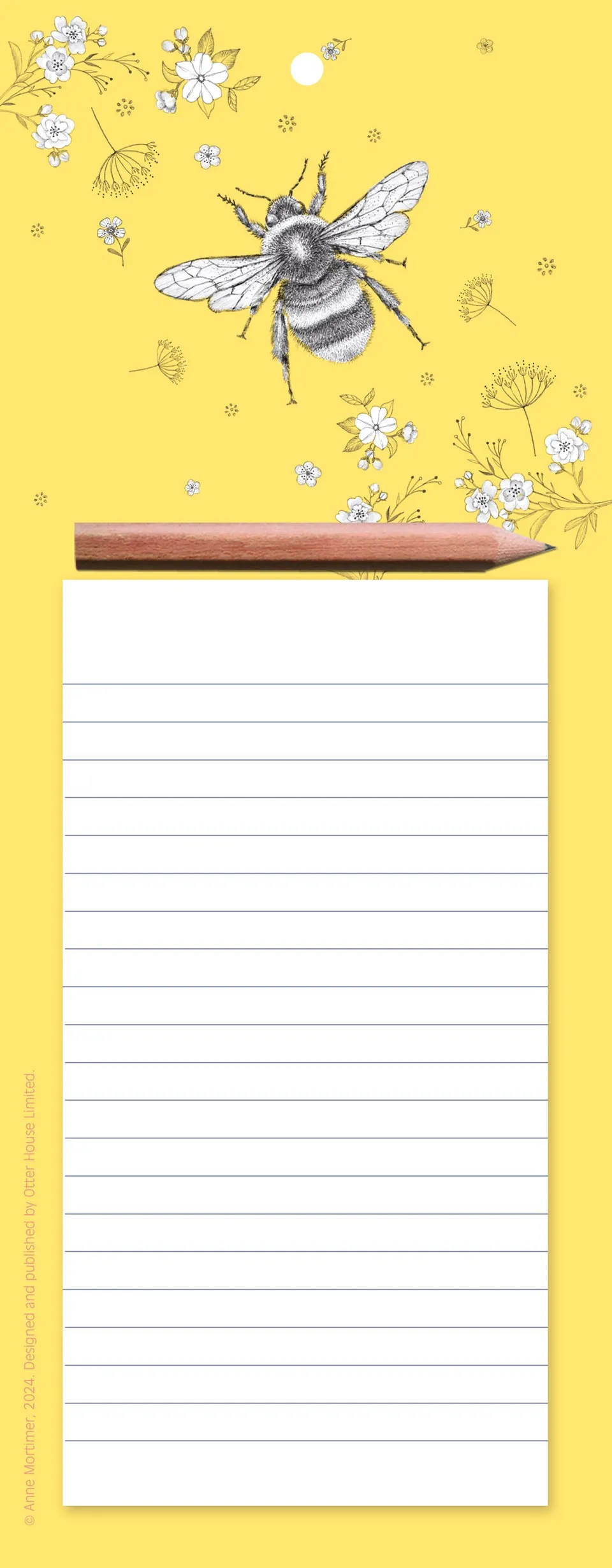 otter-house-floral-bee-memo-block-magnetisch-mit-stift image 1