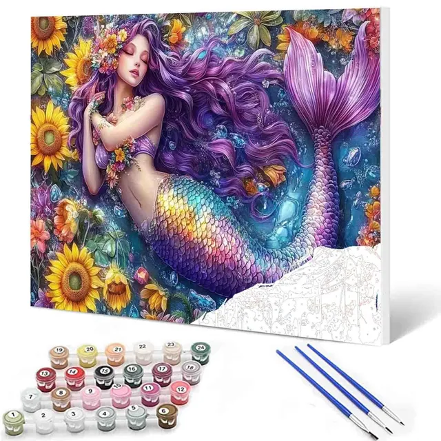 tucocoo-paint-by-numbers-sleeping-mermaid-garden-malen-nach-zahlen-40x50 image 1