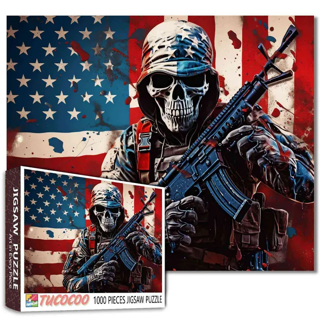 tucocoo-patriotic-skull-warrior-puzzle-1000-teile-totenkopf image 1