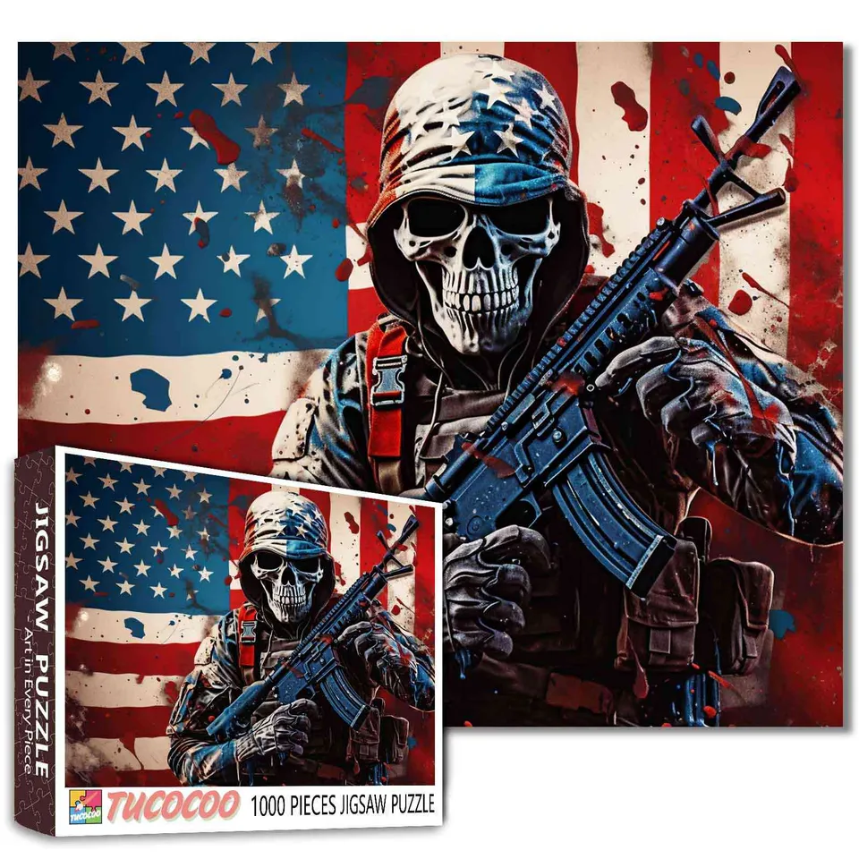 tucocoo-patriotic-skull-warrior-puzzle-1000-teile-totenkopf image 1