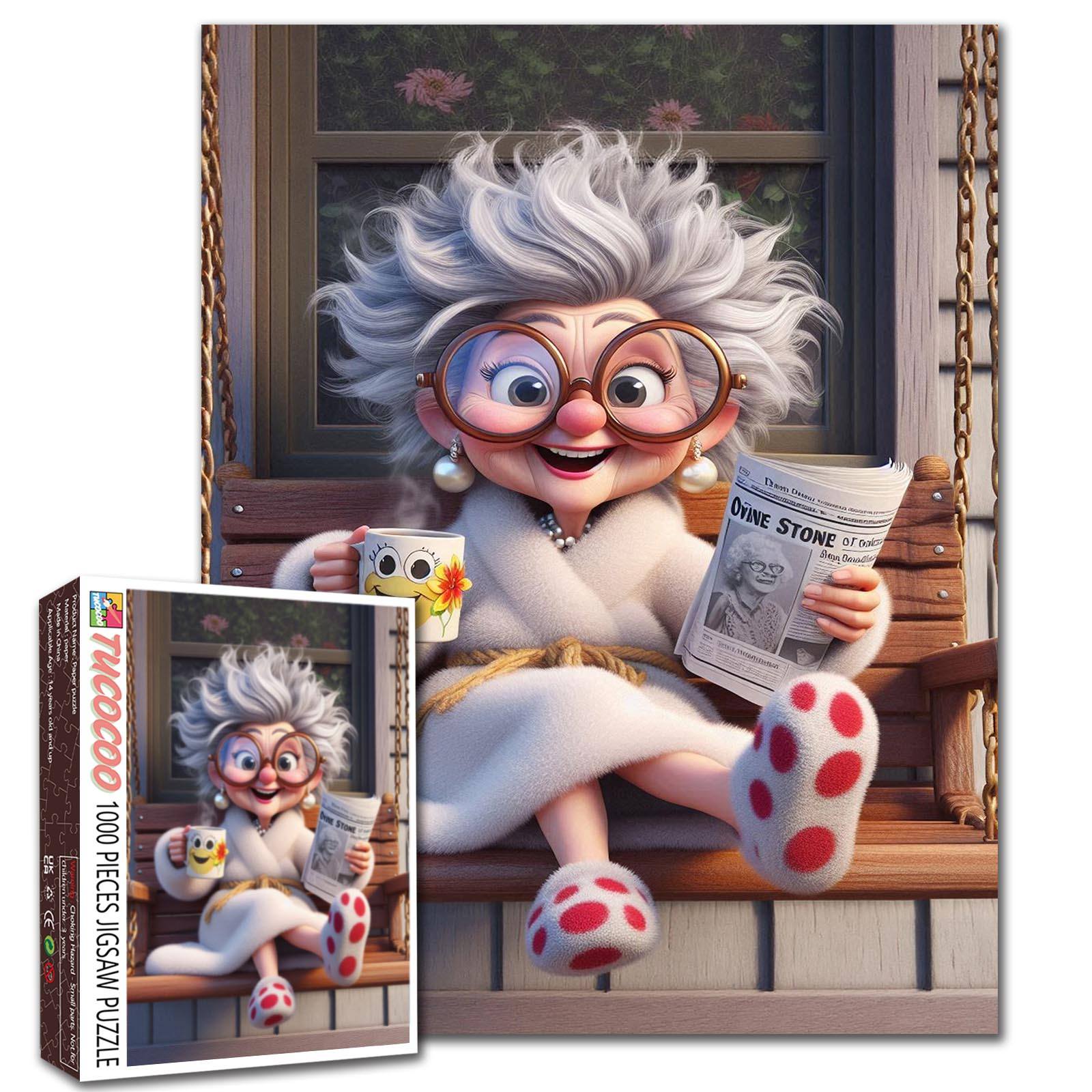 tucocoo-jigsaw-puzzles-cozy-morning-granny-reading-puzzle-1000-teile image 1