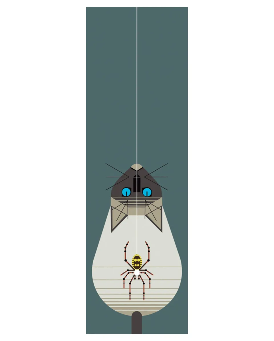 pomegranate-bookmarks-charley-harper-spider-katze-lesezeichen image 1