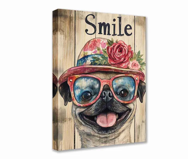 tucocoo-canvas-wall-art-mops-mit-hut-leinwandbild-30x40cm image 1
