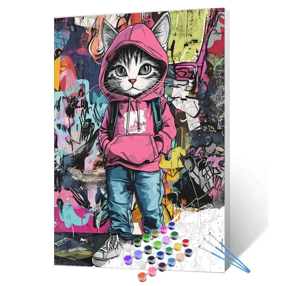 tucocoo-paint-by-numbers-graffiti-hoodie-katze-malen-nach-zahlen-40x50 image 1