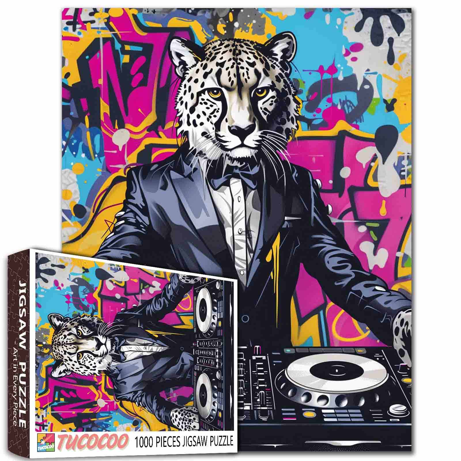 tucocoo-dj-leopard-graffiti-puzzle-1000-teile-leopard image 1