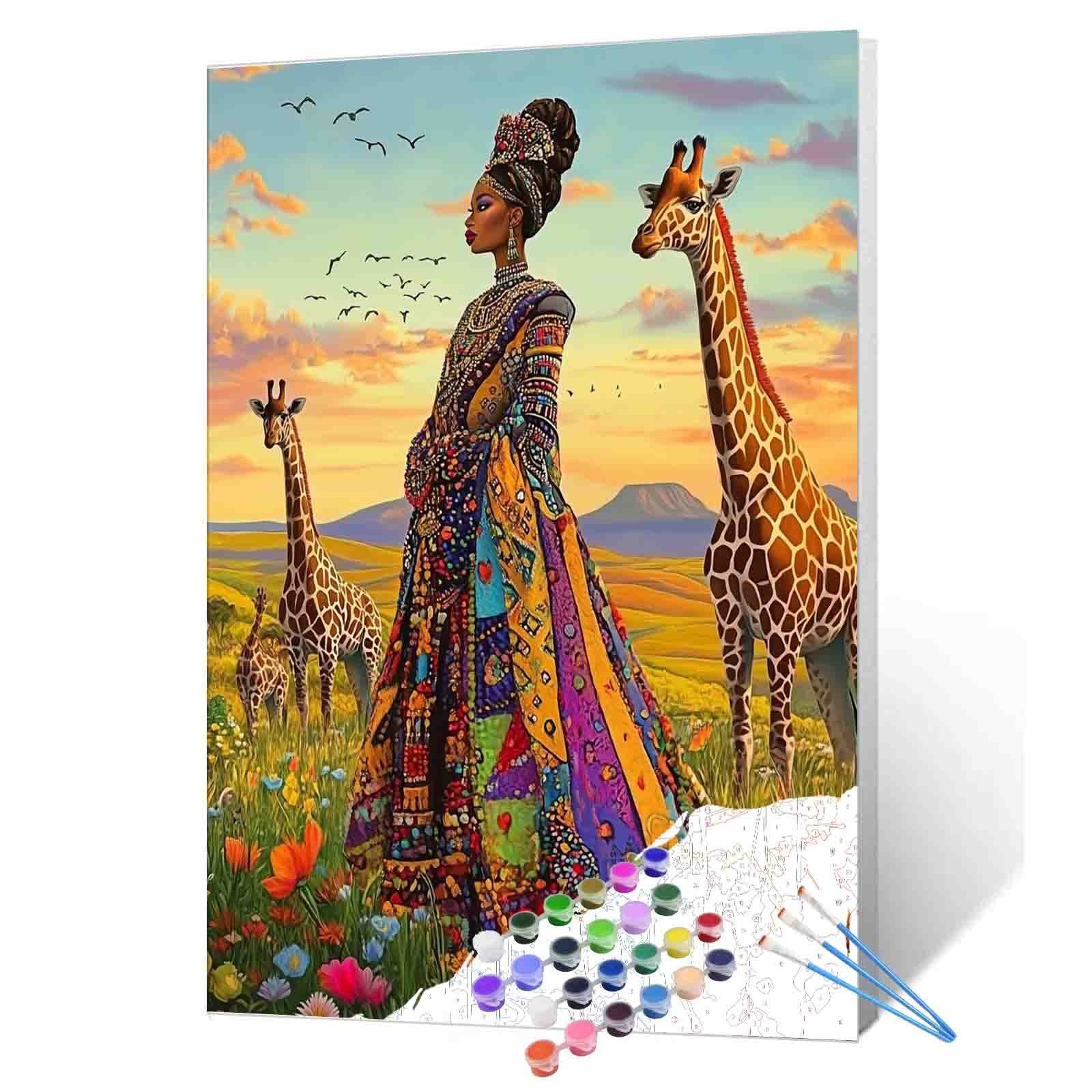 tucocoo-african-queen-with-giraffes-malen-nach-zahlen-40x50-ohne-rahmen image 1