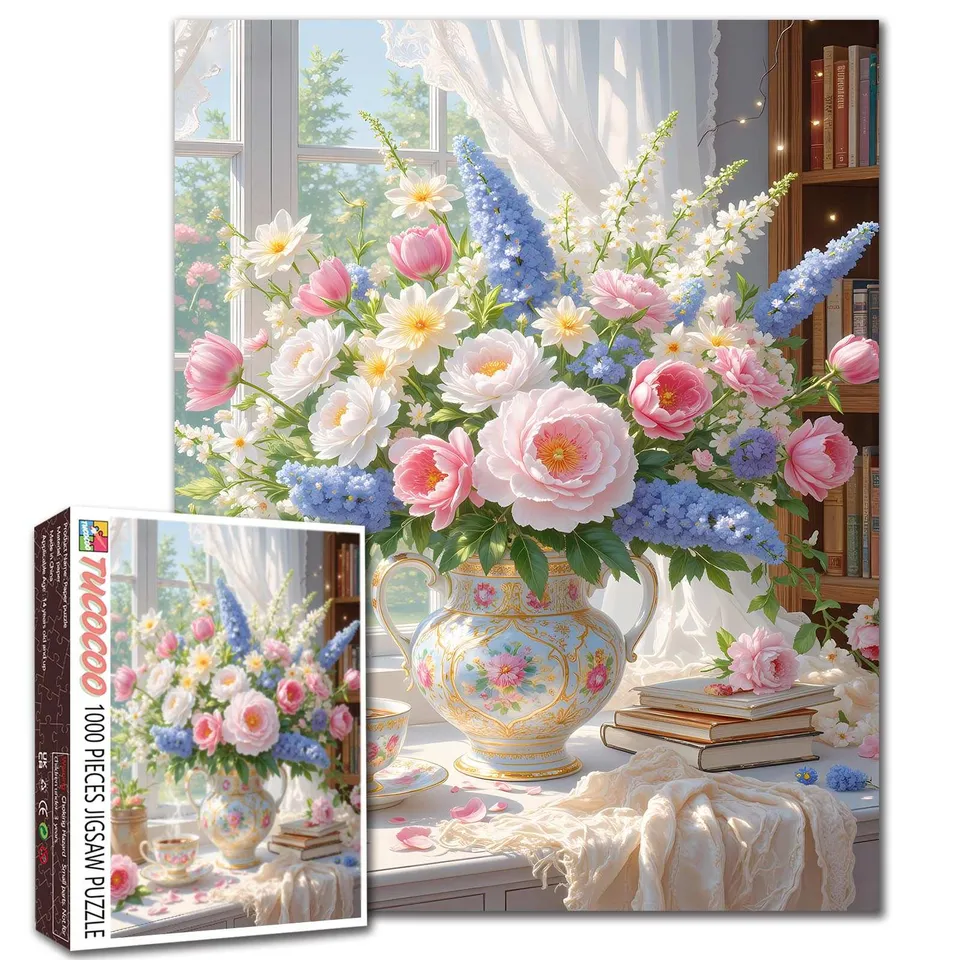 tucocoo-jigsaw-puzzles-sunlit-floral-teacup-puzzle-1000-teile-blumen image 1
